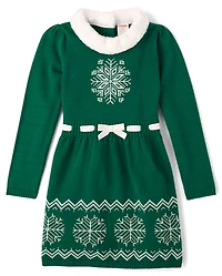 Girls Snowflake Fairisle Sweater Dress