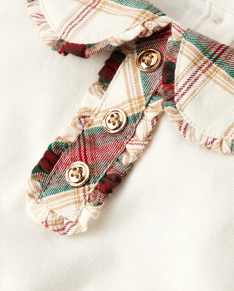 Girls Plaid Collar Top