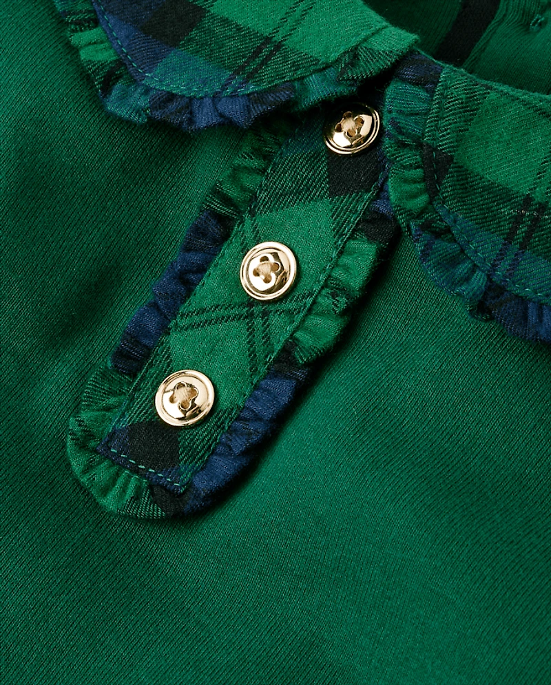 Girls Plaid Collar Top