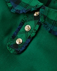 Girls Plaid Collar Top