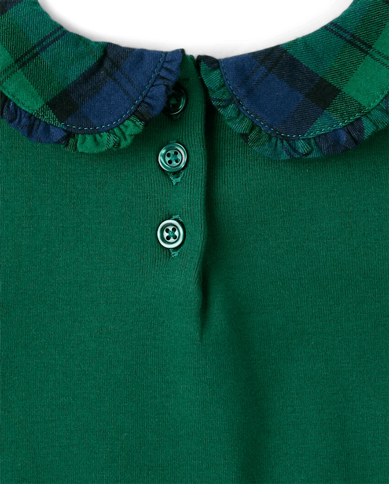 Girls Plaid Collar Top