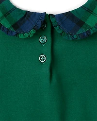 Girls Plaid Collar Top
