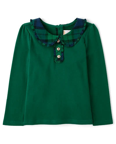 Girls Plaid Collar Top