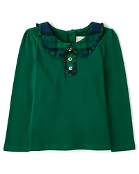 Girls Plaid Collar Top