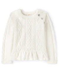 Pull péplum en maille torsadée pour fille