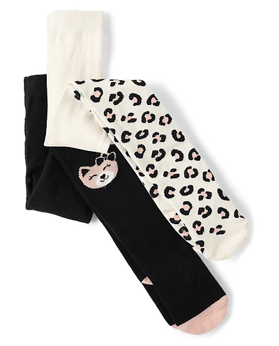 Girls Cat Tights 2-Pack - Lil' Leopard