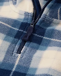 Boys Plaid Microfleece Half Zip Pullover - Little Essentials