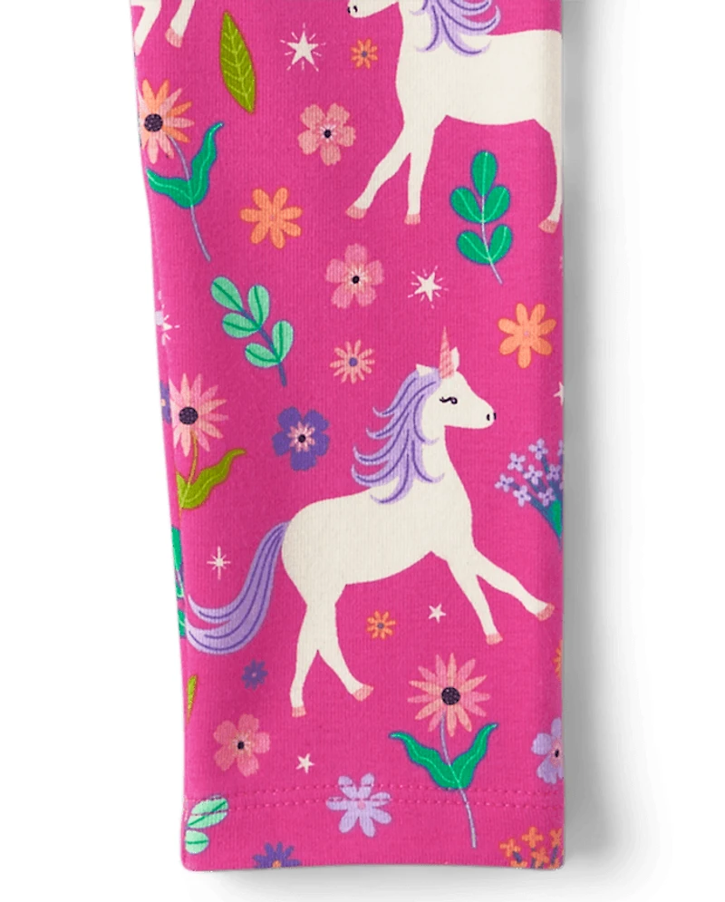 Girls Unicorn Leggings - Dino Friends