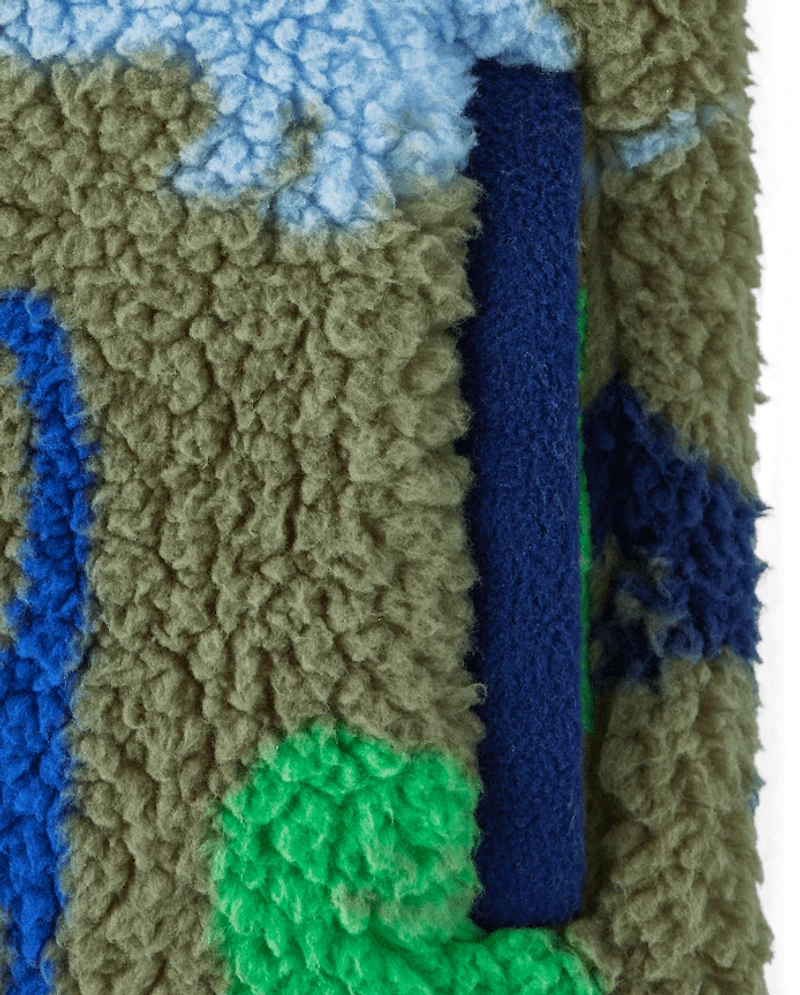 Boys Dino Sherpa Half Zip Pullover - Little Essentials