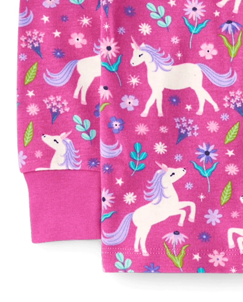 Pyjama en coton ajusté licorne pour filles