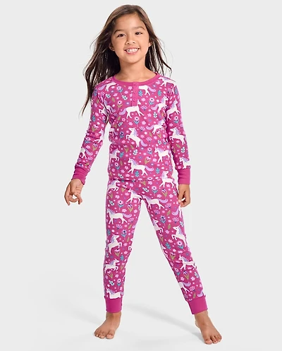 Girls Unicorn Snug Fit Cotton Pajamas
