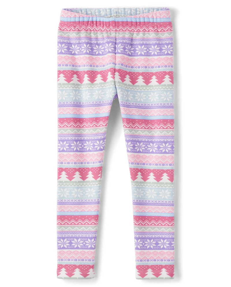 Girls Snowflake Cozy Leggings - Little