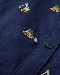 Boys Schiffli Truck Oxford Button Up Shirt - Dino Friends