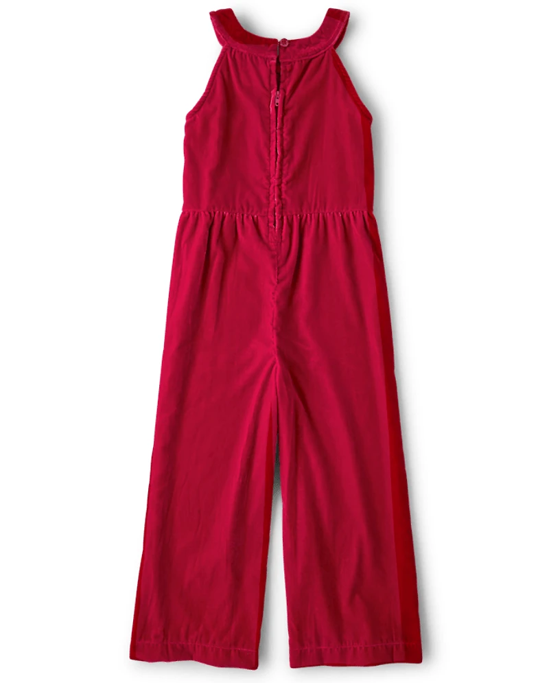 Girls Velvet Jumpsuit - Holiday Express