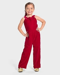 Girls Velvet Jumpsuit - Holiday Express