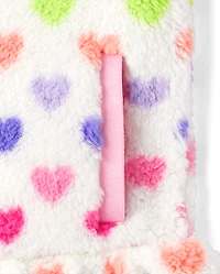 Girls Heart Sherpa Half Zip Pullover - Little Essentials