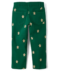 Boys Schiffli Gingerbread Pants - Holiday Express