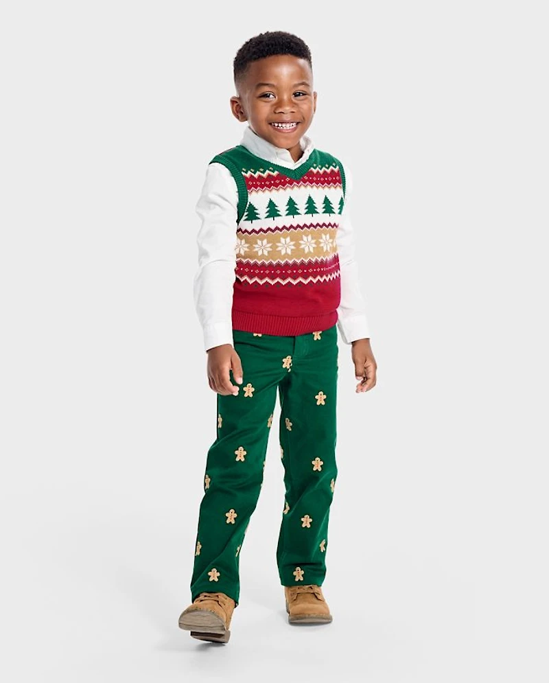 Pantalon en pain d'épice Schiffli pour garçons - Holiday Express