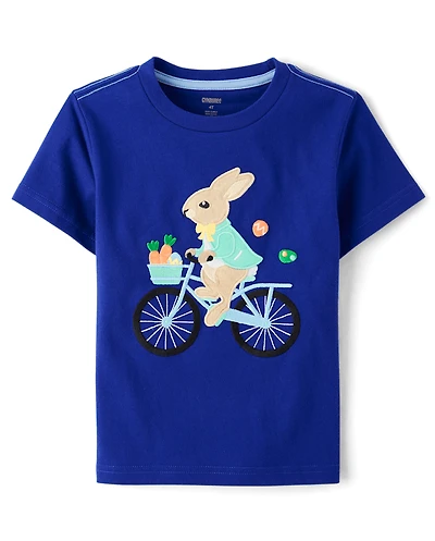 Boys Embroidered Bunny Top - Garden Party