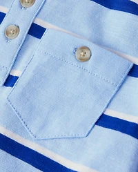 Boys Striped Henley Top - Little Essentials