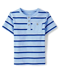 Boys Striped Henley Top - Little Essentials