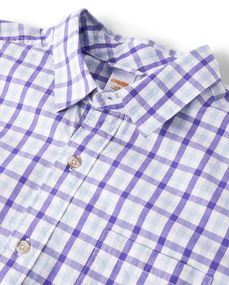 Mens Dad And Me Plaid Poplin Button Up Shirt - Lavender Fields