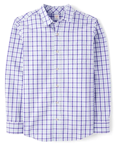 Mens Dad And Me Plaid Poplin Button Up Shirt - Lavender Fields