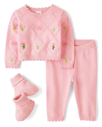 Baby Girls Embroidered Sweater 3-Piece Outfit Set - Homegrown by Gymboree