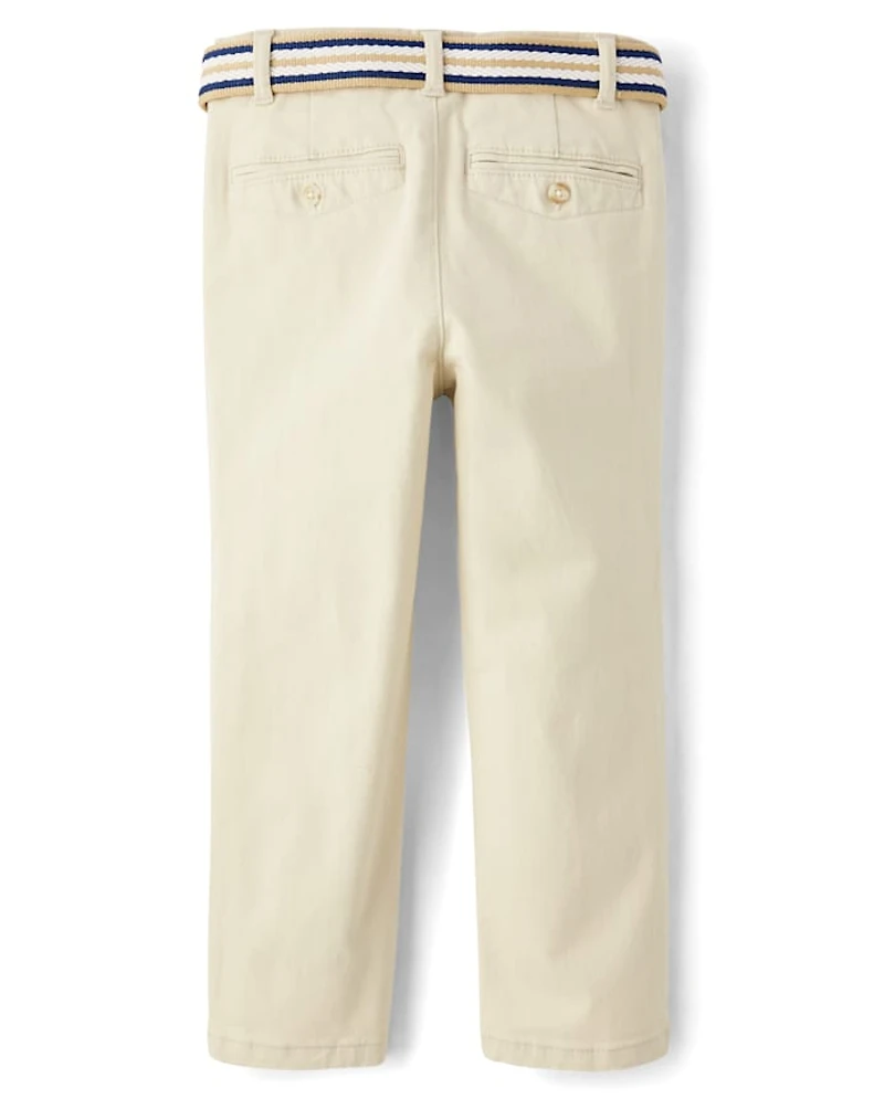 Boys Belted Chino Pants - Garden Party