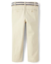 Boys Belted Chino Pants - Garden Party