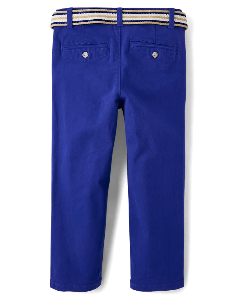 Pantalon chino à ceinture pour garçon - Bleu Belle
