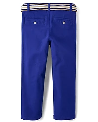 Pantalon chino à ceinture pour garçon - Bleu Belle