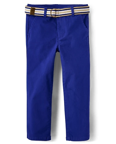 Pantalon chino à ceinture pour garçon - Bleu Belle