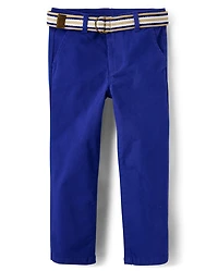 Pantalon chino à ceinture pour garçon - Bleu Belle
