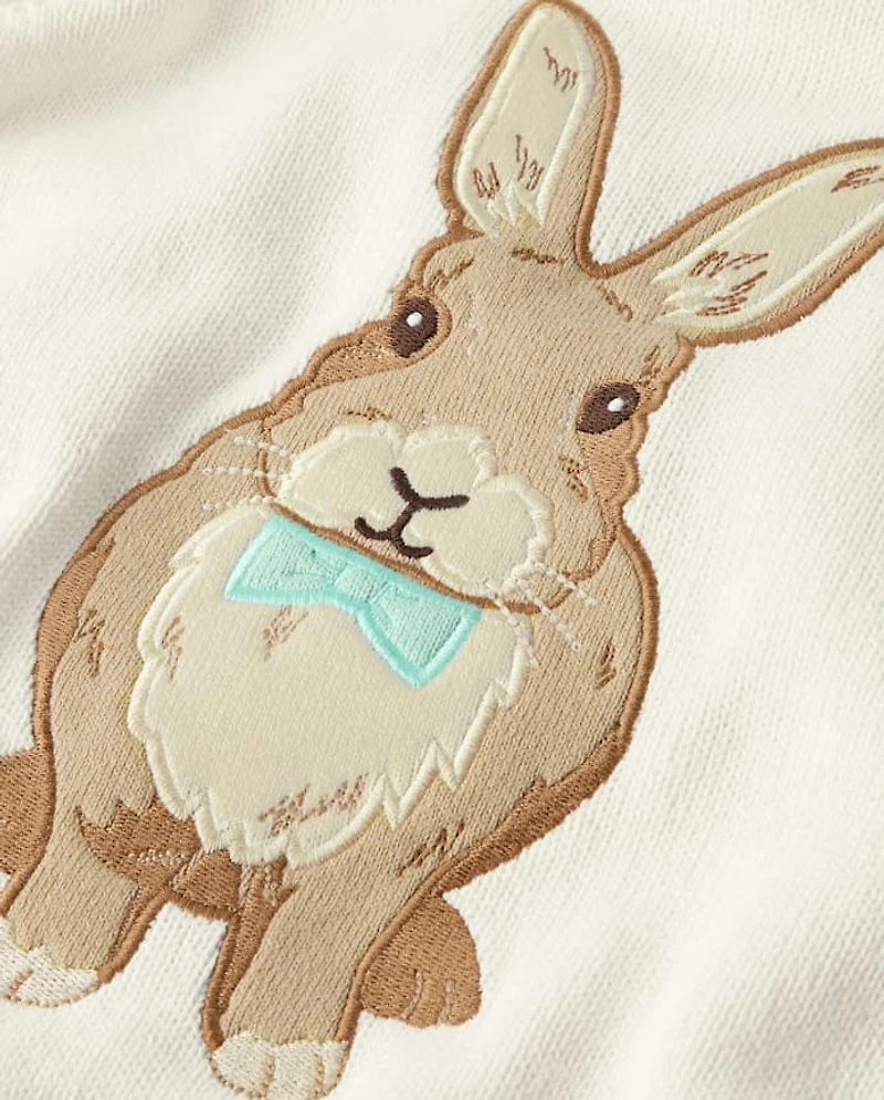 Boys Embroidered Bunny Sweater - Spring Celebrations