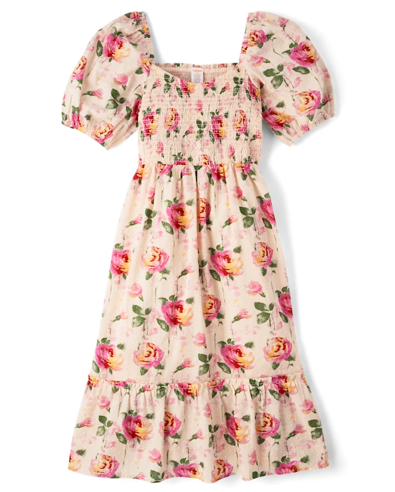 Womens Mommy And Me Rose Tiered Dress - Blushing Blooms