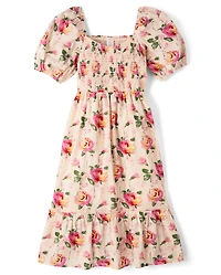 Womens Mommy And Me Rose Tiered Dress - Blushing Blooms