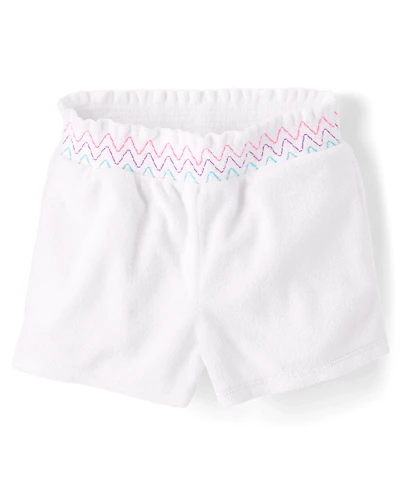 Girls Rainbow Terry Pull On Shorts - Little Essentials