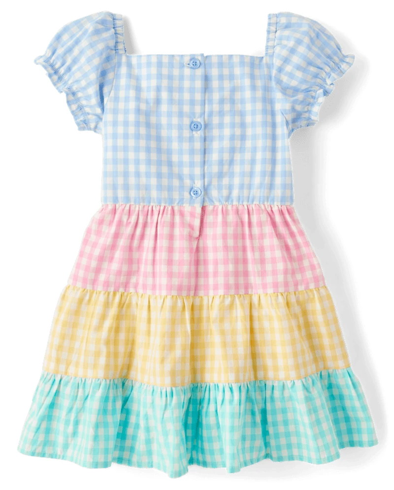 Girls Gingham Tiered Dress - Garden Party