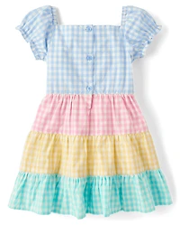 Girls Gingham Tiered Dress - Garden Party