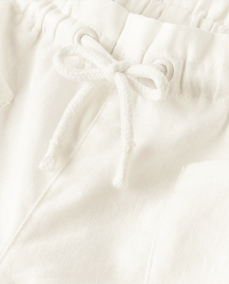 Girls Linen-Blend Pull On Shorts