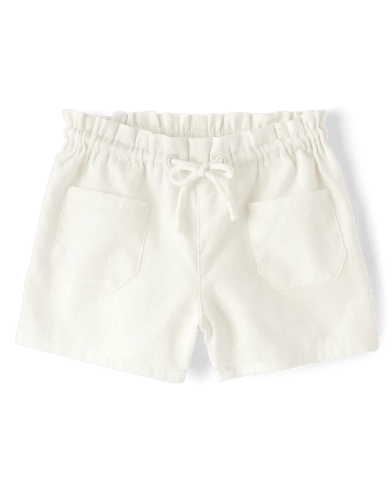 Girls Linen-Blend Pull On Shorts