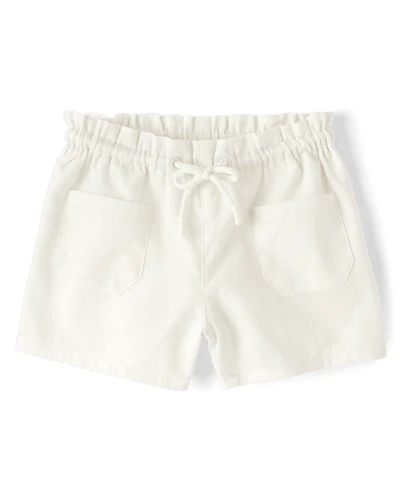 Girls Linen-Blend Pull On Shorts
