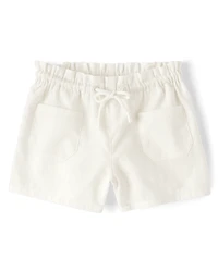 Girls Linen-Blend Pull On Shorts