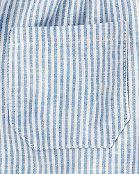 Girls Striped Linen-Blend Pull On Shorts