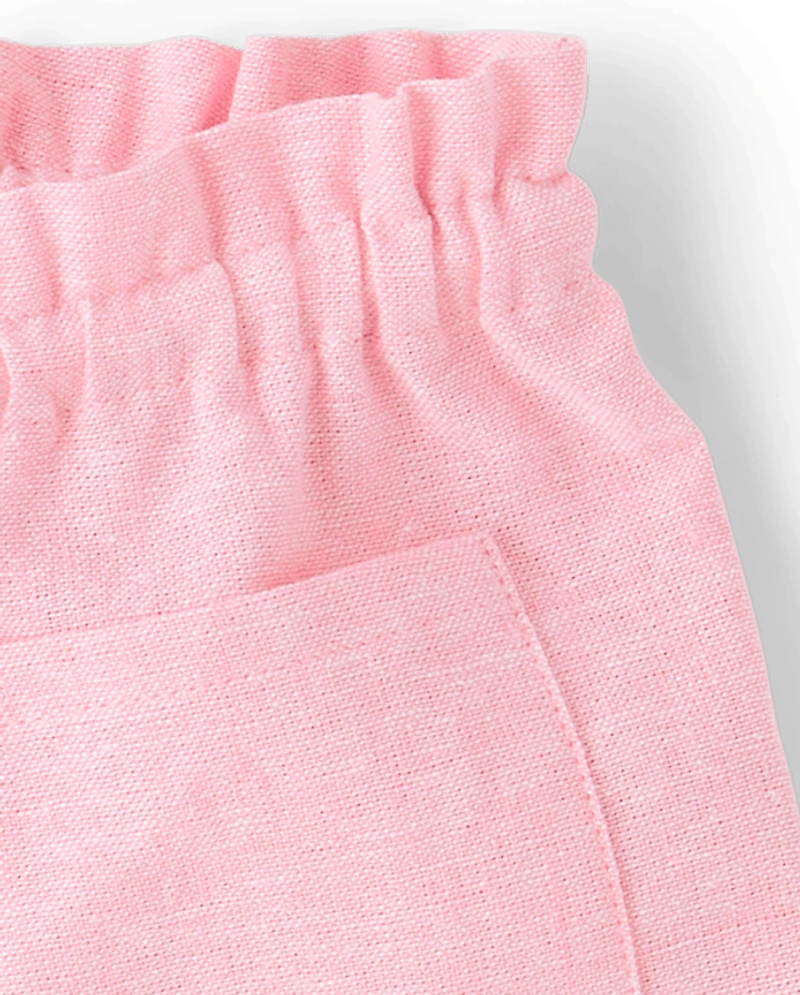 Girls Linen-Blend Pull On Shorts
