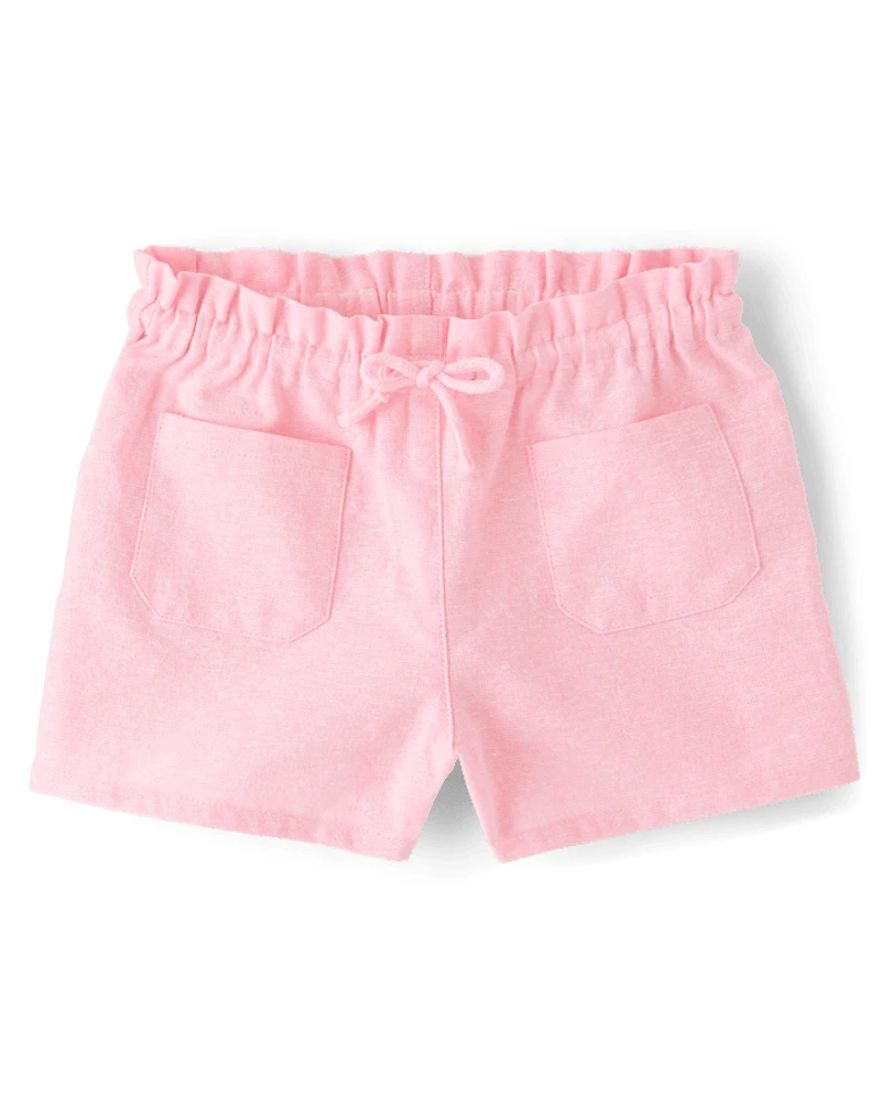 Girls Linen-Blend Pull On Shorts