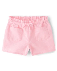 Girls Linen-Blend Pull On Shorts