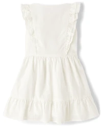 Girls Linen-Blend Ruffle Tiered Dress