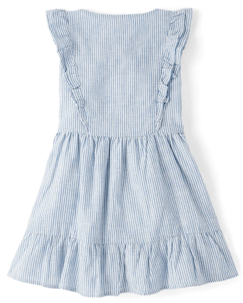 Robe à volants en lin mélangé pour filles